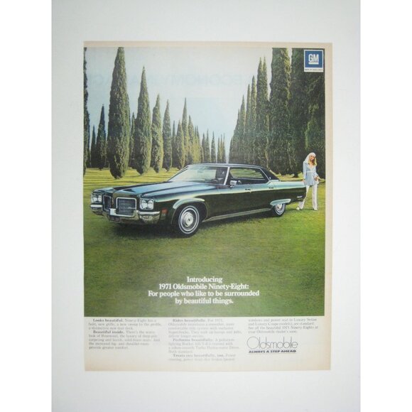 1971 Oldsmobile Ninety Eight Print Ad Vintage GM Advertisement Classic Car - Picture 1 of 2